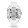 MEGIR Automatic Mechanical Men Watch Silicone Band 43x50mm Alloy Case 3ATM Water Resistant Luminous Hands White