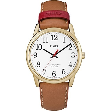 Timex Mens TW2R40100 Easy Reader 40th Anniversary 38mm TanWhite Leather Strap Watch