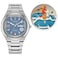 Citizen Mens EcoDrive The Fantastic 4 SilverTone Super Titanium Watch Blue Dial DayDate Model AW013166W