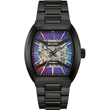 Bulova Maquina Automatic Multicolor Dial Black Stainless Steel Bracelet Watch 40mm 98A320
