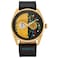 Citizen Mens EcoDrive Star Wars C3PO Watch Black Leather Strap Yellow Dial DayDate Model BU402605W