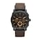 Fossil Mens Machine Quartz Stainless Steel and Leather Chronograph Watch Color Black Dark Brown Model FS4656