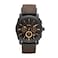Fossil Mens Machine Quartz Stainless Steel and Leather Chronograph Watch Color Black Dark Brown Model FS4656