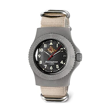 Vostok Komandirskie 280937 Automatic Diver Wrist Watch Beige Strap
