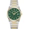 Bulova Mens Classic Quartz Two Tone Stainless Steel Watch Green Pattern Dial Style98B444