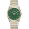 Bulova Mens Classic Quartz Two Tone Stainless Steel Watch Green Pattern Dial Style98B444