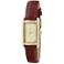 Peugeot Womens Classic 14Kt Gold Plated Watch Rectangular Tank Shape Case with Leather Band and Easy to Read Dial