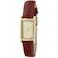 Peugeot Womens Classic 14Kt Gold Plated Watch Rectangular Tank Shape Case with Leather Band and Easy to Read Dial