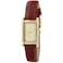 Peugeot Womens Classic 14Kt Gold Plated Watch Rectangular Tank Shape Case with Leather Band and Easy to Read Dial