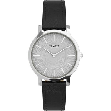 Timex Womens Transcend 34mm Watch Black Strap SilverTone Dial SilverTone Case