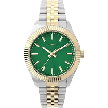 Timex Womens imex Legacy 36mm Watch TwoTone Bracelet Green Dial GoldTone Case