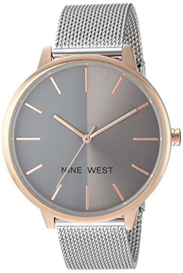 Nine West Womens Sunray Dial Mesh Bracelet Watch
