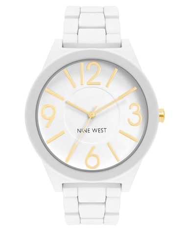 Nine West Womens Metal Bracelet Watch with Rubberized Coating