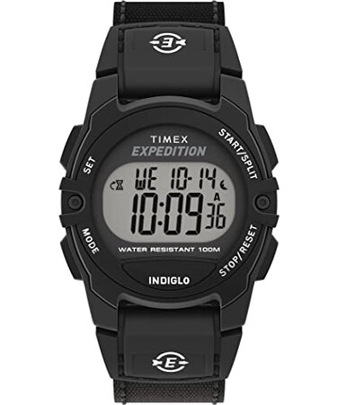 Timex Unisex Expedition CAT Midsize 33mm Watch Black Strap Digital Dial Black Case