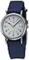 Timex Womens Weekender 31mm Watch SilverTone Case White Dial with Blue Fabric Strap