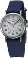Timex Womens Weekender 31mm Watch SilverTone Case White Dial with Blue Fabric Strap