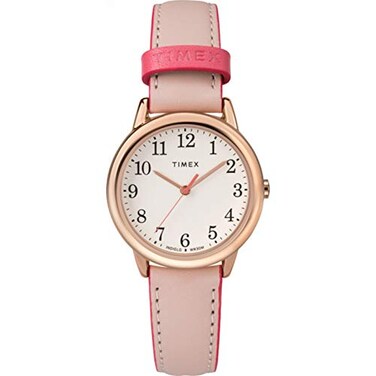 Timex Womens Easy Reader 30mm Watch Rose GoldTone Case Cream Dial with Bright Pink Leather Strap