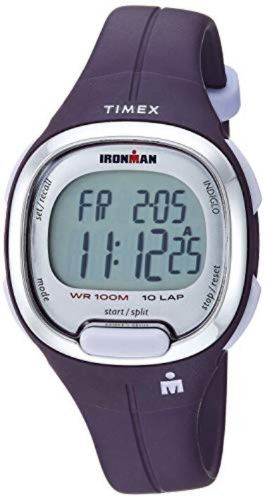 Timex Womens Ironman Triathlon Transit 33mm Resin Strap Watch SilverTone TopRing Purple Resin Strap