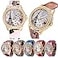 CdyBox Wholesale PU Leather Strap Watch 6 Pack Mother Day Gift Bling Rhinestone Accented Eiffel Tower Ladies Women Watches