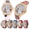 CdyBox Wholesale PU Leather Strap Watch 6 Pack Mother Day Gift Bling Rhinestone Accented Eiffel Tower Ladies Women Watches