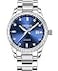 LOREO Womens Diamond Automatic Mechanical Rose Gold Stainless Steel Sapphire Waterproof Ladys Elegant Blue Watch SilverBlue Dial