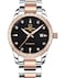 LOREO Luxury Womens Diamond Automatic Mechanical Rose Gold Stainless Steel Sapphire Waterproof Ladys Elegant Black Dial Watch Black dial