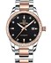 LOREO Luxury Womens Diamond Automatic Mechanical Rose Gold Stainless Steel Sapphire Waterproof Ladys Elegant Black Dial Watch Black dial