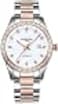 LOREO Womens Diamond Automatic Mechanical Rose Gold Stainless Steel Sapphire Waterproof Ladys Elegant Blue Watch White dialNO2