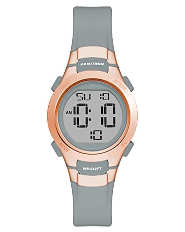Armitron Sport Womens Digital Chronograph Resin Strap Watch 457012GreyRose Gold
