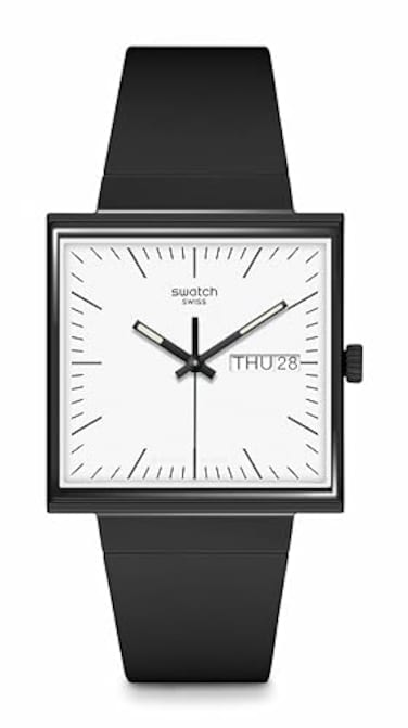 Swatch Square Bioceramic Unisex Watch Casual Bioceramic Black Quartz Waterproof What IfBlack