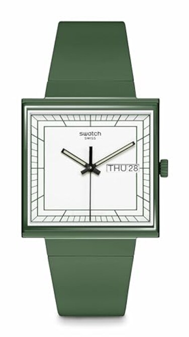 Swatch Square Bioceramic Unisex Watch Casual Bioceramic Green Quartz Waterproof What IfGreen