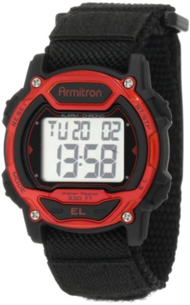 Armitron Sport Unisex 457004RED SilverTone and Red Accented Chronograph Digital Watch