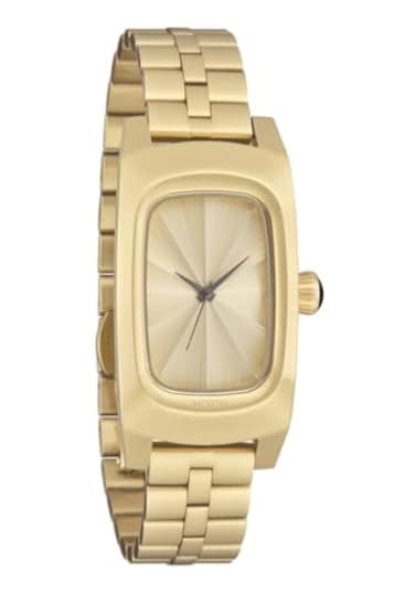 NIXON Frankie A1441 100m Water Resistant Womens Analog Watch 47 x 24mm Rectangular Watch Face 14mm 3 Link Bracelet Band w Butterfly Clasp