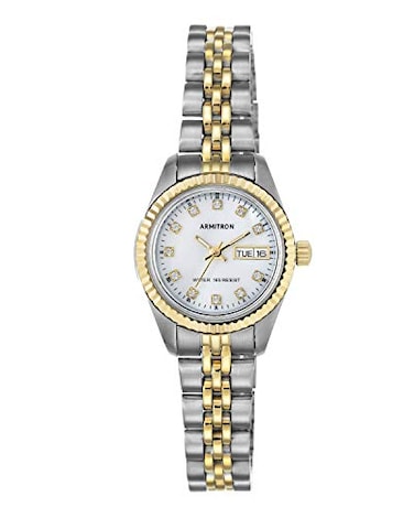 Armitron Womens 752475MOP Genuine Crystal Accented TwoTone Bracelet Watch