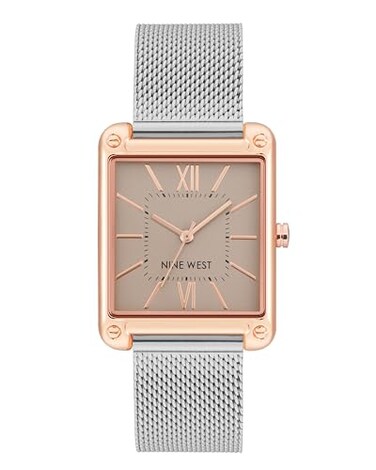 Nine West Womens Sunray Dial Mesh Bracelet Watch