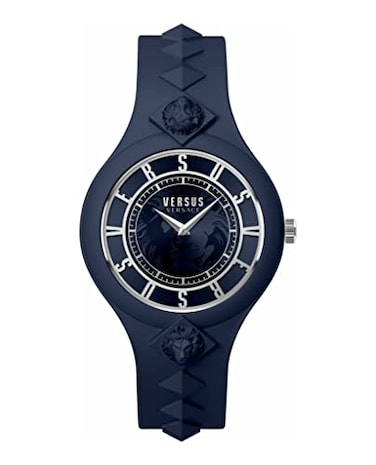 Versus Versace Fire Island Studs Collection Luxury Womens Watch Timepieces with a Blue Strap Case and Dial