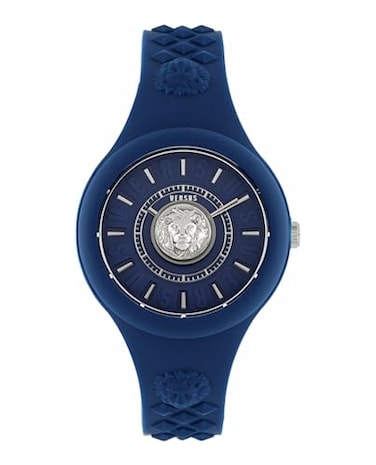 Versus Versace Fire Island Lion Collection Luxury Womens Watch Timepieces with a Blue Strap Case and Dial