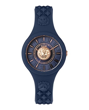 Versus Versace Fire Island Lion Collection Luxury Womens Watch Timepieces with a Blue Strap Case and Dial