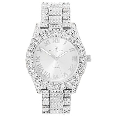 Charles Raymond Womens Big Rocks Bezel Colored Dial with Roman Numerals Fully Iced Out Watch ST10327LA PNPPNP