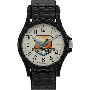 Timex Unisex Grand Canyon National Park 40mm Watch Black Fastwrap Cream Dial Black Case