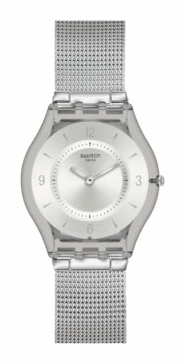 Swatch Skin Classic Biosourced Unisex Watch Casual Plastic Grey Quartz Waterproof Metal Knit