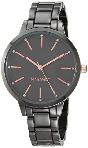 Nine West Womens Crystal Accented Bracelet Watch