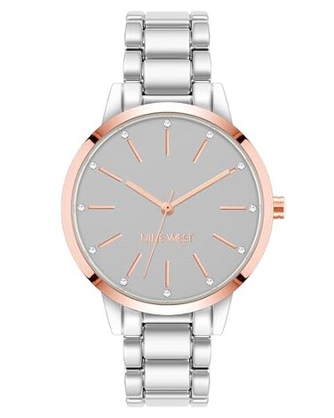 Nine West Womens Genuine Crystal Accented Bracelet Watch