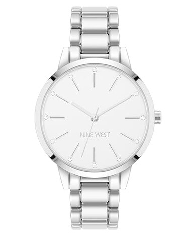 Nine West Womens Genuine Crystal Accented Bracelet Watch