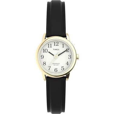 Timex Womens Easy Reader 25mm Watch GoldTone Case White Dial with Black Leather Strap