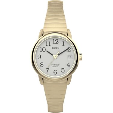 Timex Womens Easy Reader 25mm Watch GoldTone Case White Dial with Tapered Expansion Band