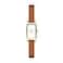 Skagen Womens Hagen Rectangular ThreeHand Gold Stainless Steel and Brown Leather Band Watch Model SKW3096