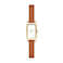 Skagen Womens Hagen Rectangular ThreeHand Gold Stainless Steel and Brown Leather Band Watch Model SKW3096