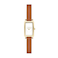 Skagen Womens Hagen Rectangular ThreeHand Gold Stainless Steel and Brown Leather Band Watch Model SKW3096