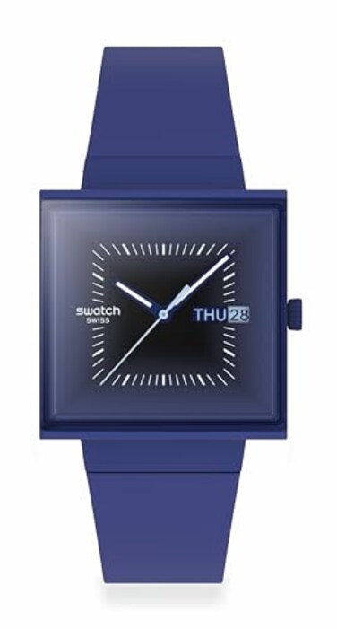 Swatch Square Bioceramic Unisex Watch Casual Bioceramic Blue Quartz Waterproof Squarely Blacklight
